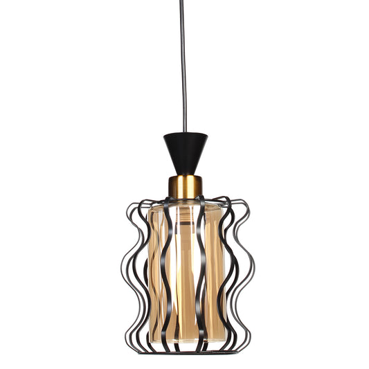 Φωτιστικό Μεταλλικό Μονόφωτο Ε27 Φ19x29 εκ. Μαύρο με Γυαλί