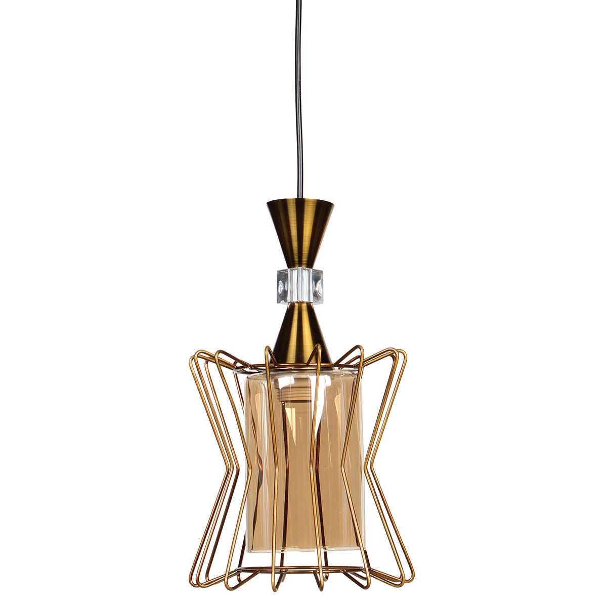 Φωτιστικό Μεταλλικό Μονόφωτο Ε27 Φ19x32 εκ. Μπρονζέ με Γυαλί