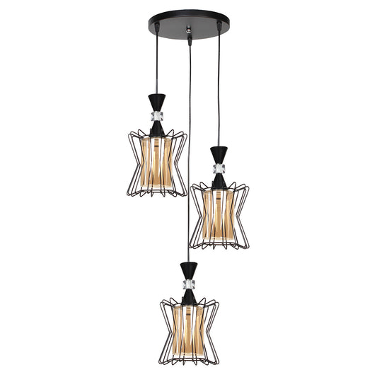 Φωτιστικό Μεταλλικό Άνισο 3 x Ε27 Φ23,5 εκ. Μαύρο με Γυαλιά