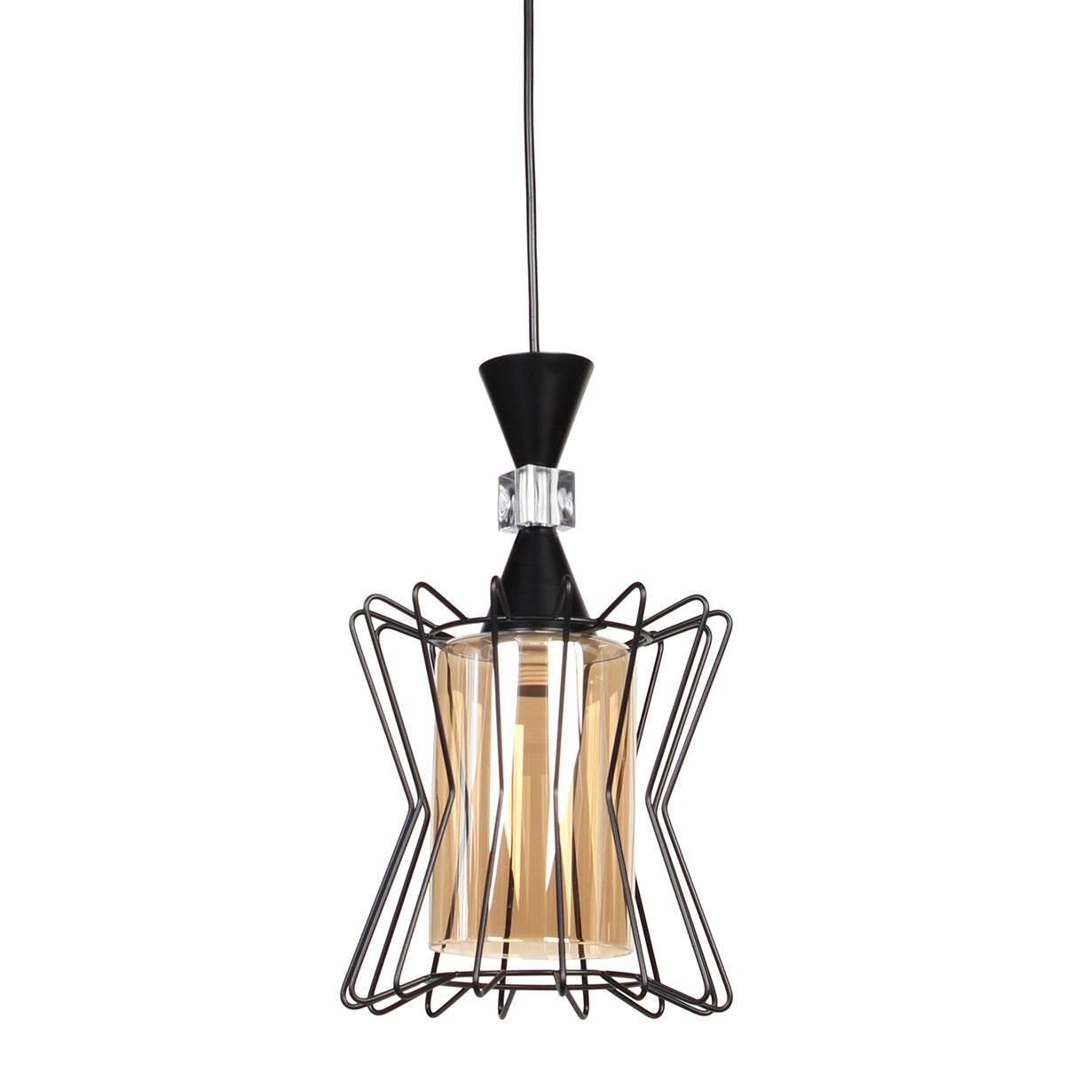 Φωτιστικό Μεταλλικό Μονόφωτο Ε27 Φ19x32 εκ. Μαύρο με Γυαλί