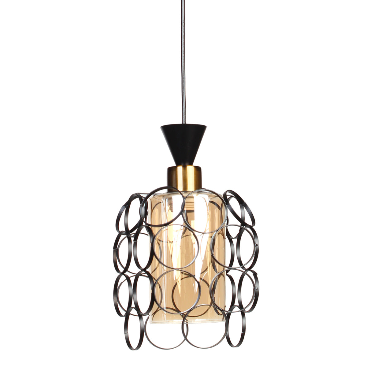 Φωτιστικό Μεταλλικό Μονόφωτο Ε27 15x15x31 εκ. Μαύρο με Γυαλί