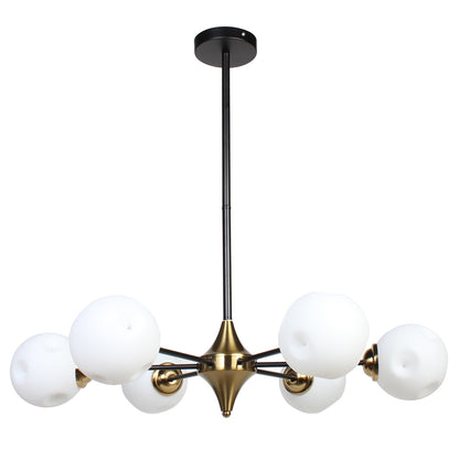 Φωτιστικό Κρεμαστό 6 x Ε27 Φ75x70 εκ. Μαύρο Μπρονζέ με Γυαλιά