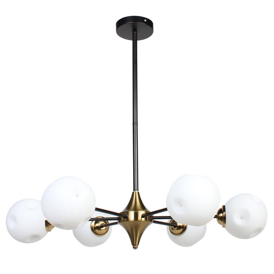 Φωτιστικό Κρεμαστό 6 x Ε27 Φ75x70 εκ. Μαύρο Μπρονζέ με Γυαλιά