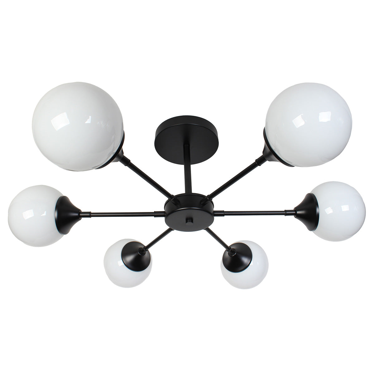 Φωτιστικό Οροφής Μεταλλικό 6 x Ε27 Φ75x27 εκ. Μαύρο με Γυαλιά