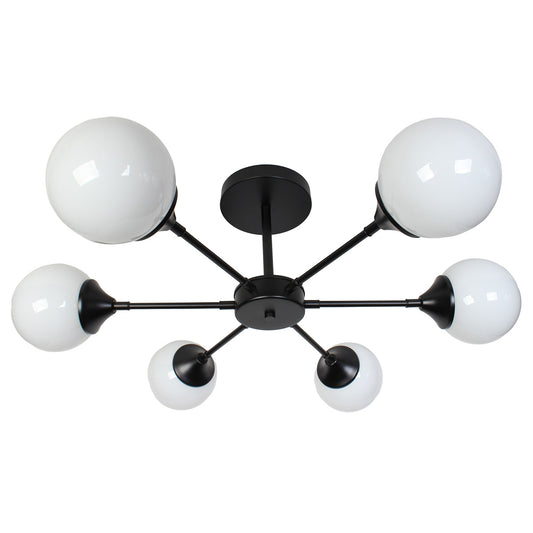 Φωτιστικό Οροφής Μεταλλικό 6 x Ε27 Φ75x27 εκ. Μαύρο με Γυαλιά