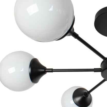 Φωτιστικό Οροφής Μεταλλικό 6 x Ε27 Φ75x27 εκ. Μαύρο με Γυαλιά