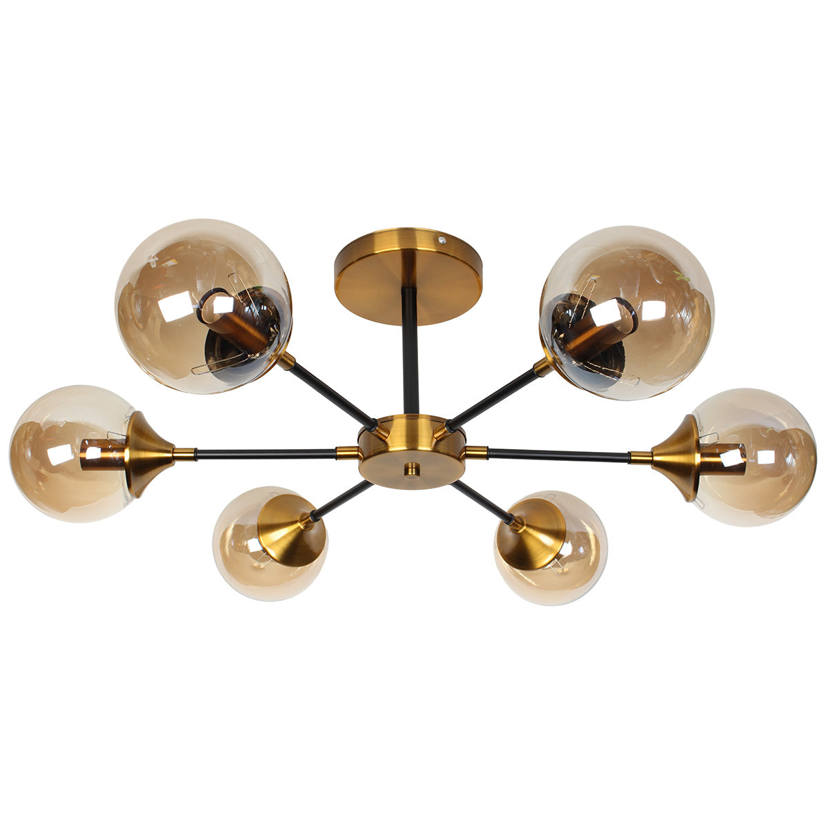 Φωτιστικό Οροφής Μεταλλικό 6 x Ε27 Φ75x27 εκ. Μαύρο Μπρονζέ με Γυαλιά