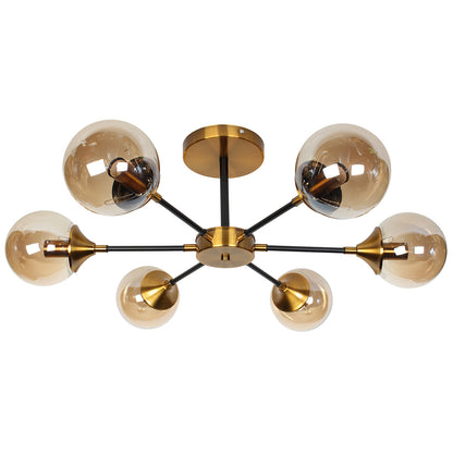 Φωτιστικό Οροφής Μεταλλικό 6 x Ε27 Φ75x27 εκ. Μαύρο Μπρονζέ με Γυαλιά