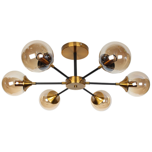 Φωτιστικό Οροφής Μεταλλικό 6 x Ε27 Φ75x27 εκ. Μαύρο Μπρονζέ με Γυαλιά