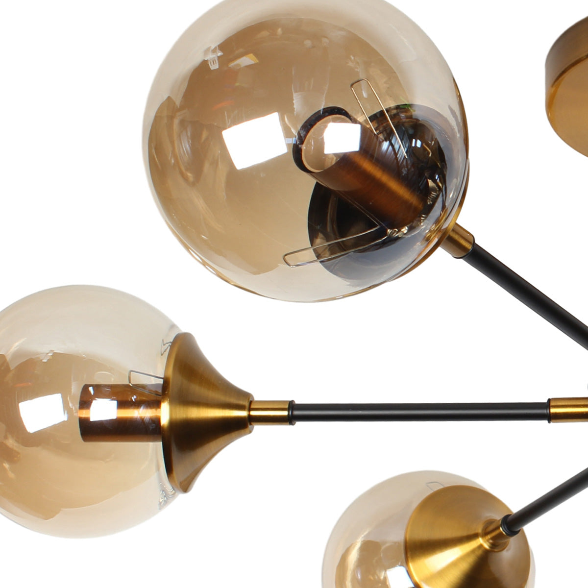 Φωτιστικό Οροφής Μεταλλικό 6 x Ε27 Φ75x27 εκ. Μαύρο Μπρονζέ με Γυαλιά