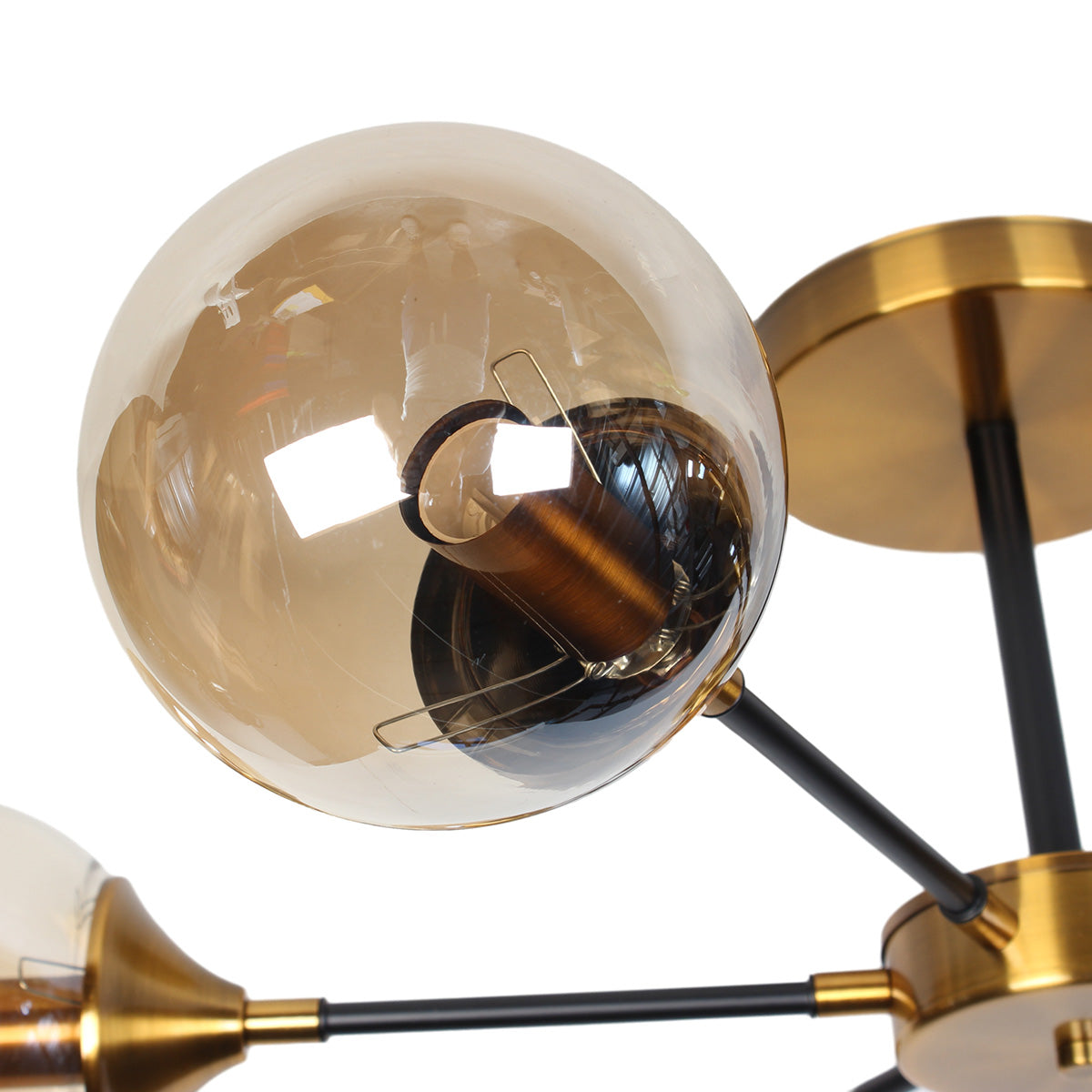 Φωτιστικό Οροφής Μεταλλικό 6 x Ε27 Φ75x27 εκ. Μαύρο Μπρονζέ με Γυαλιά