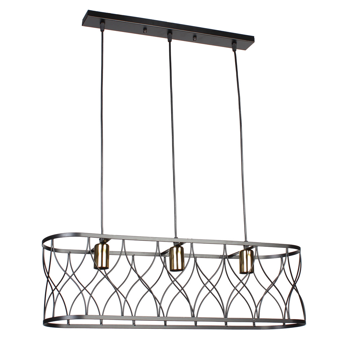 Φωτιστικό Κρεμαστό Μεταλλικό 3 x Ε27 70x26,5x20 εκ. Μαύρο