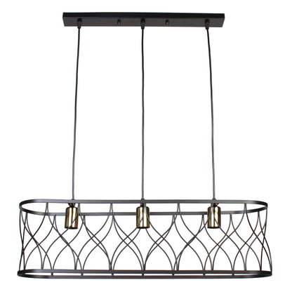 Φωτιστικό Κρεμαστό Μεταλλικό 3 x Ε27 70x26,5x20 εκ. Μαύρο