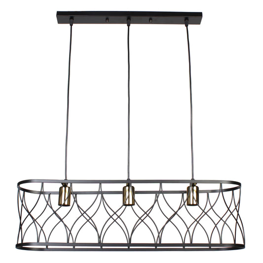 Φωτιστικό Κρεμαστό Μεταλλικό 3 x Ε27 70x26,5x20 εκ. Μαύρο