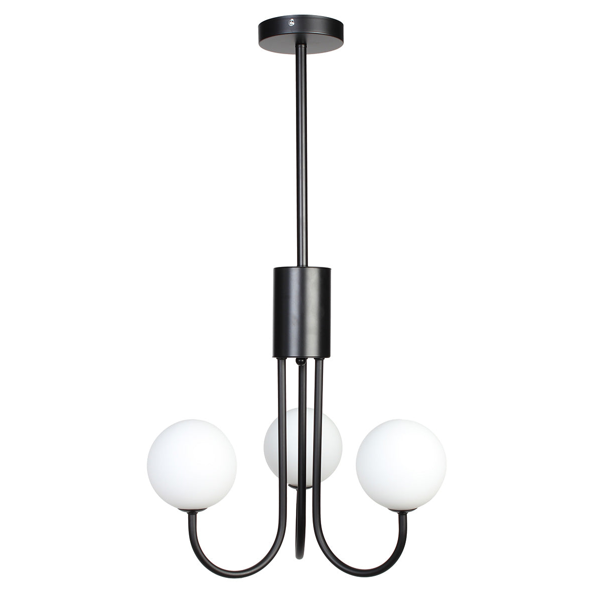 Φωτιστικό Κρεμαστό 3 x G9 Φ42x75 εκ. Μαύρο με Γυάλινες Μπάλες