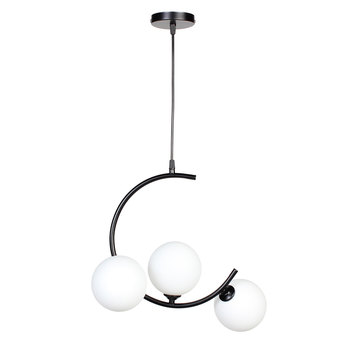Φωτιστικό Κρεμαστό 3 x G9 40x16x38 εκ. Μαύρο με Γυάλινες Μπάλες