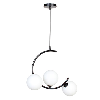 Φωτιστικό Κρεμαστό 3 x G9 40x16x38 εκ. Μαύρο με Γυάλινες Μπάλες