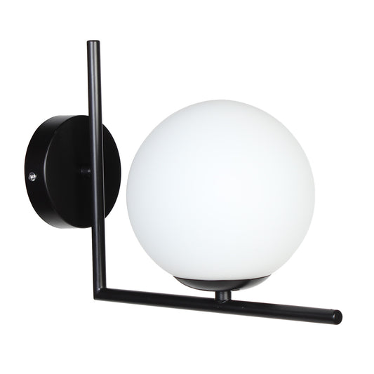 Απλίκα Τοίχου Μεταλλική Ε27 19x15x22 εκ. Μαύρη με Γυαλί