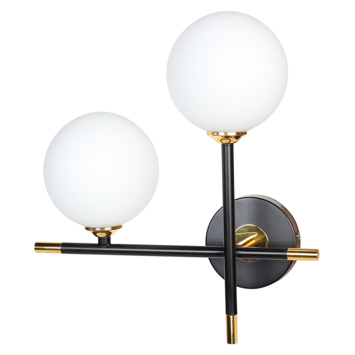 Απλίκα Τοίχου Μεταλλική 2 x G9 30x16x33 εκ. Μαύρη Χρυσή με Γυαλί