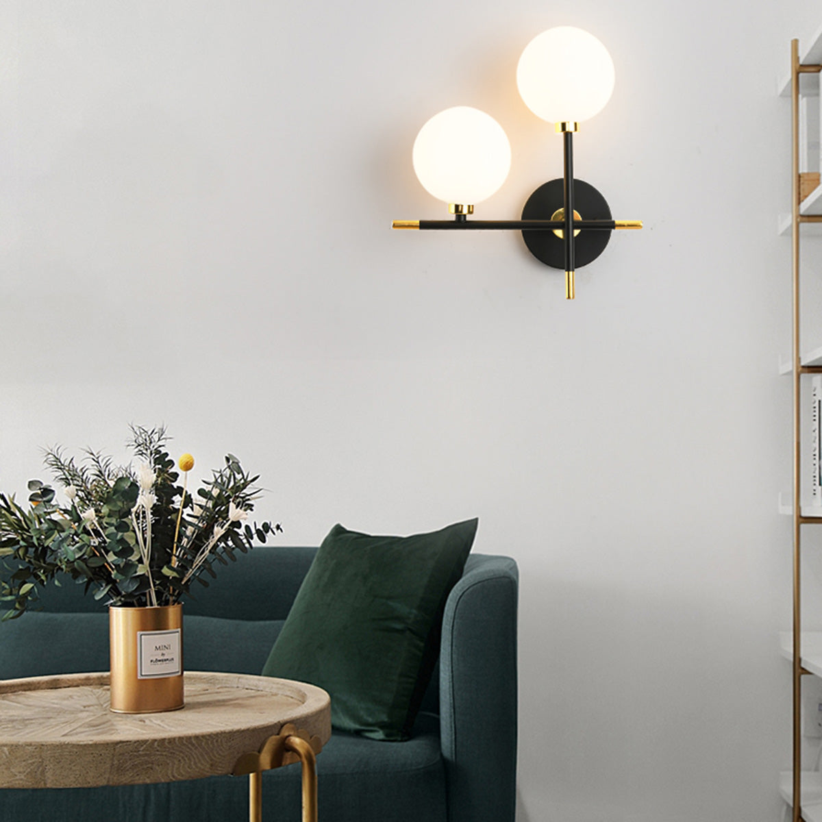 Απλίκα Τοίχου Μεταλλική 2 x G9 30x16x33 εκ. Μαύρη Χρυσή με Γυαλί