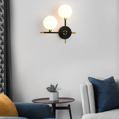 Απλίκα Τοίχου Μεταλλική 2 x G9 30x16x33 εκ. Μαύρη Χρυσή με Γυαλί