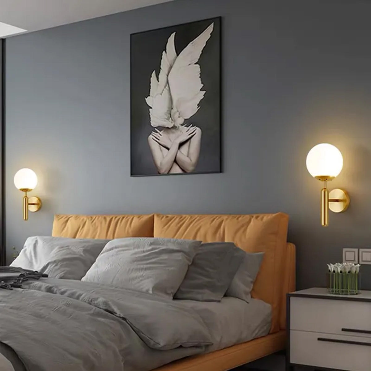 Απλίκα Τοίχου Μεταλλική Ε27 14x20x36 εκ. Gold Brass με Γυαλί