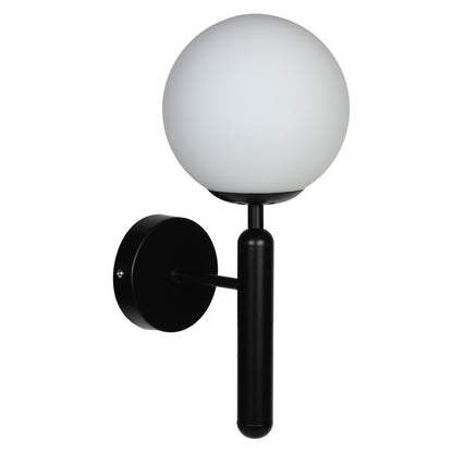 Απλίκα Τοίχου Μεταλλική Ε27 14x20x36 εκ. Μαύρη με Γυαλί