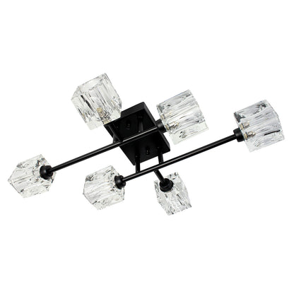 Φωτιστικό Οροφής Μεταλλικό 6 x G9 58x38x11 εκ. Μαύρο με Κρύσταλλα
