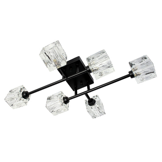 Φωτιστικό Οροφής Μεταλλικό 6 x G9 58x38x11 εκ. Μαύρο με Κρύσταλλα