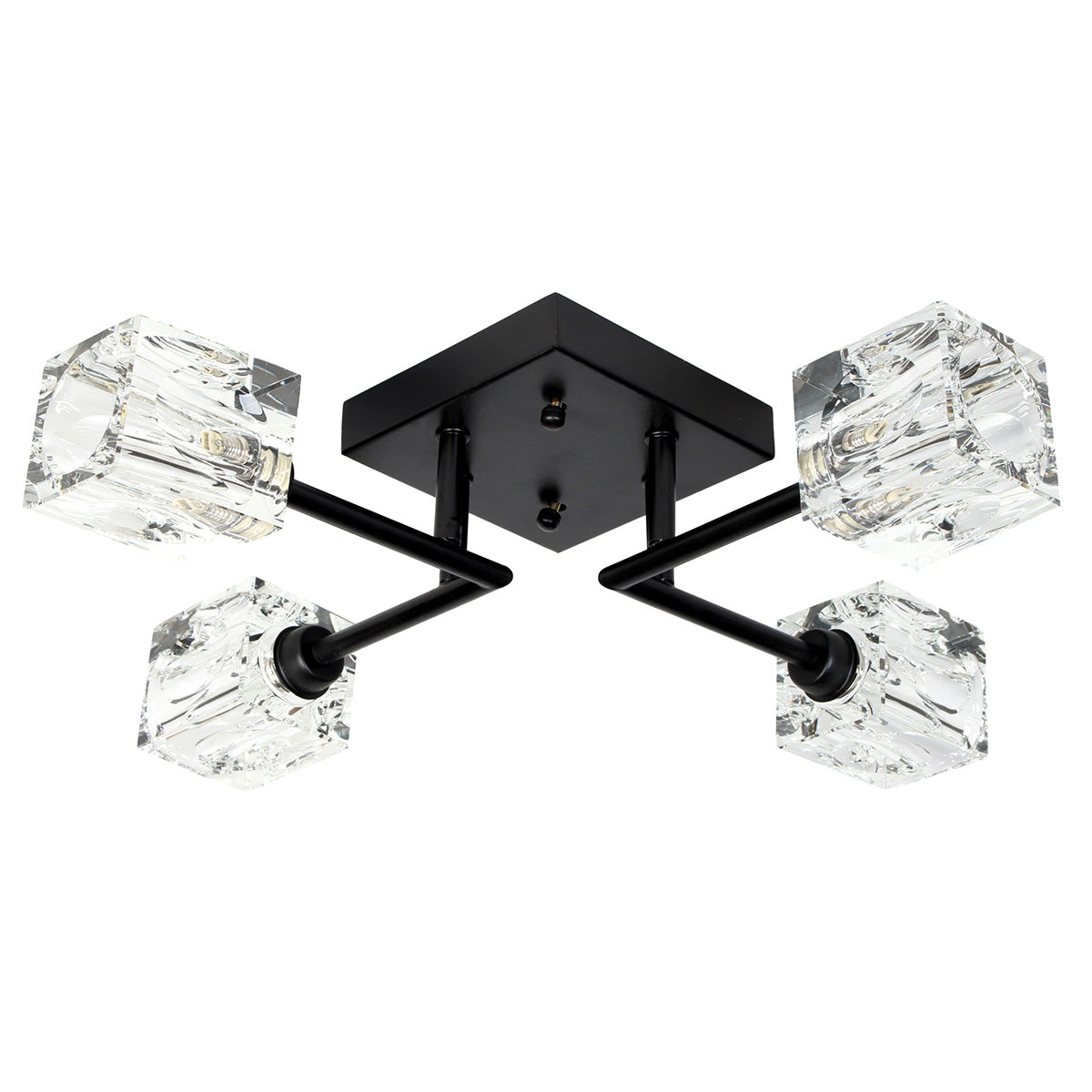 Φωτιστικό Οροφής Μεταλλικό 4 x G9 44x44x11 εκ. Μαύρο με Κρύσταλλα