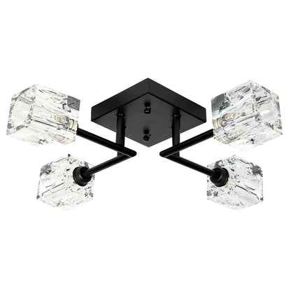 Φωτιστικό Οροφής Μεταλλικό 4 x G9 44x44x11 εκ. Μαύρο με Κρύσταλλα