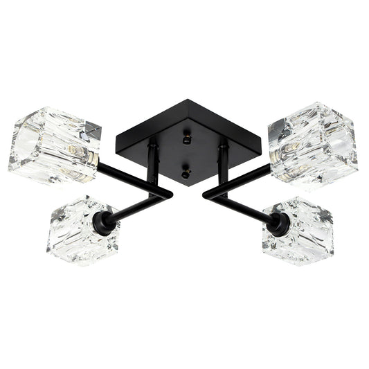 Φωτιστικό Οροφής Μεταλλικό 4 x G9 44x44x11 εκ. Μαύρο με Κρύσταλλα