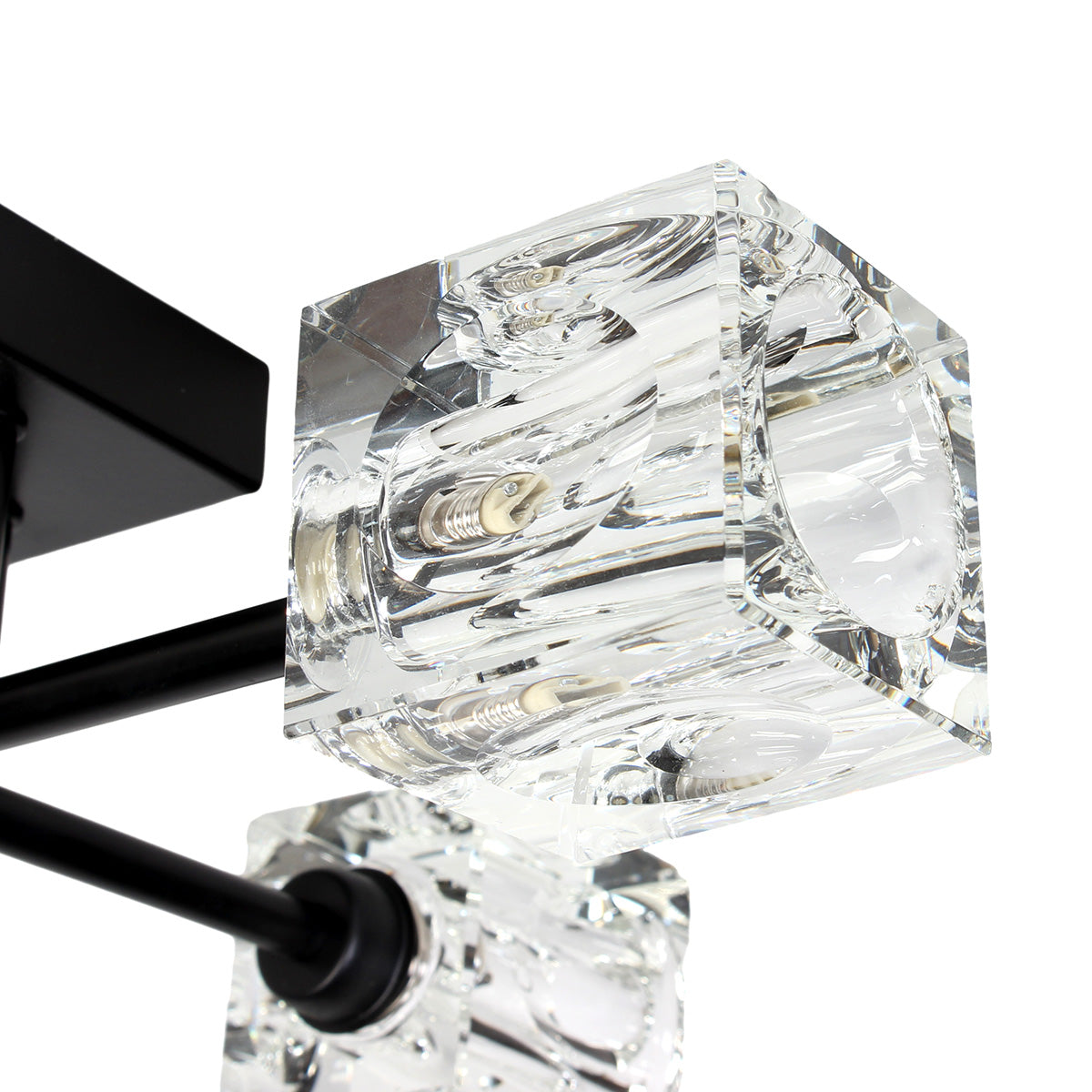 Φωτιστικό Οροφής Μεταλλικό 4 x G9 44x44x11 εκ. Μαύρο με Κρύσταλλα