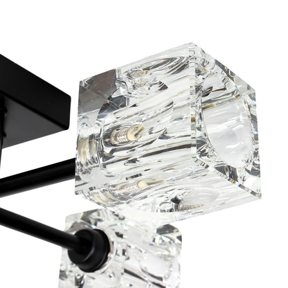 Φωτιστικό Οροφής Μεταλλικό 4 x G9 44x44x11 εκ. Μαύρο με Κρύσταλλα