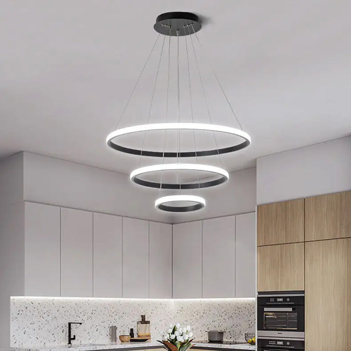 Φωτιστικό Κρεμαστό Φ40-Φ30-Φ20 εκ. LED 57W 4000K Μαύρο