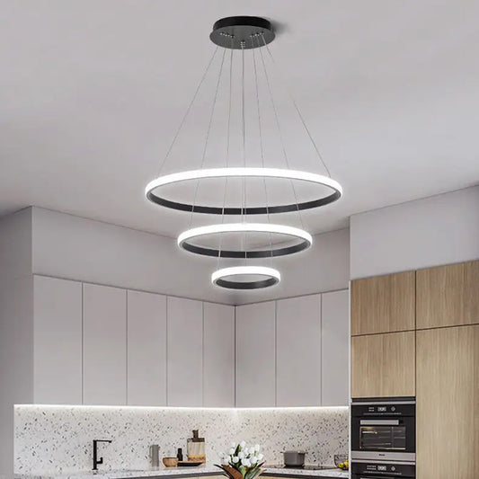 Φωτιστικό Κρεμαστό Φ40-Φ30-Φ20 εκ. LED 57W 4000K Μαύρο