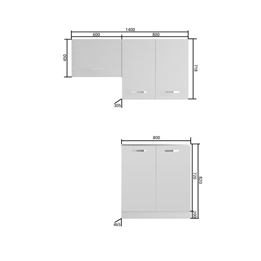 Charlotte Kitchen Set 2.2 White with Metal Handles