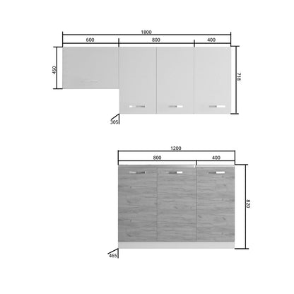 Charlotte Kitchen Set 3 White-Natural Oak with Metal Handles Set of 5 Boxes 3 Current Meters