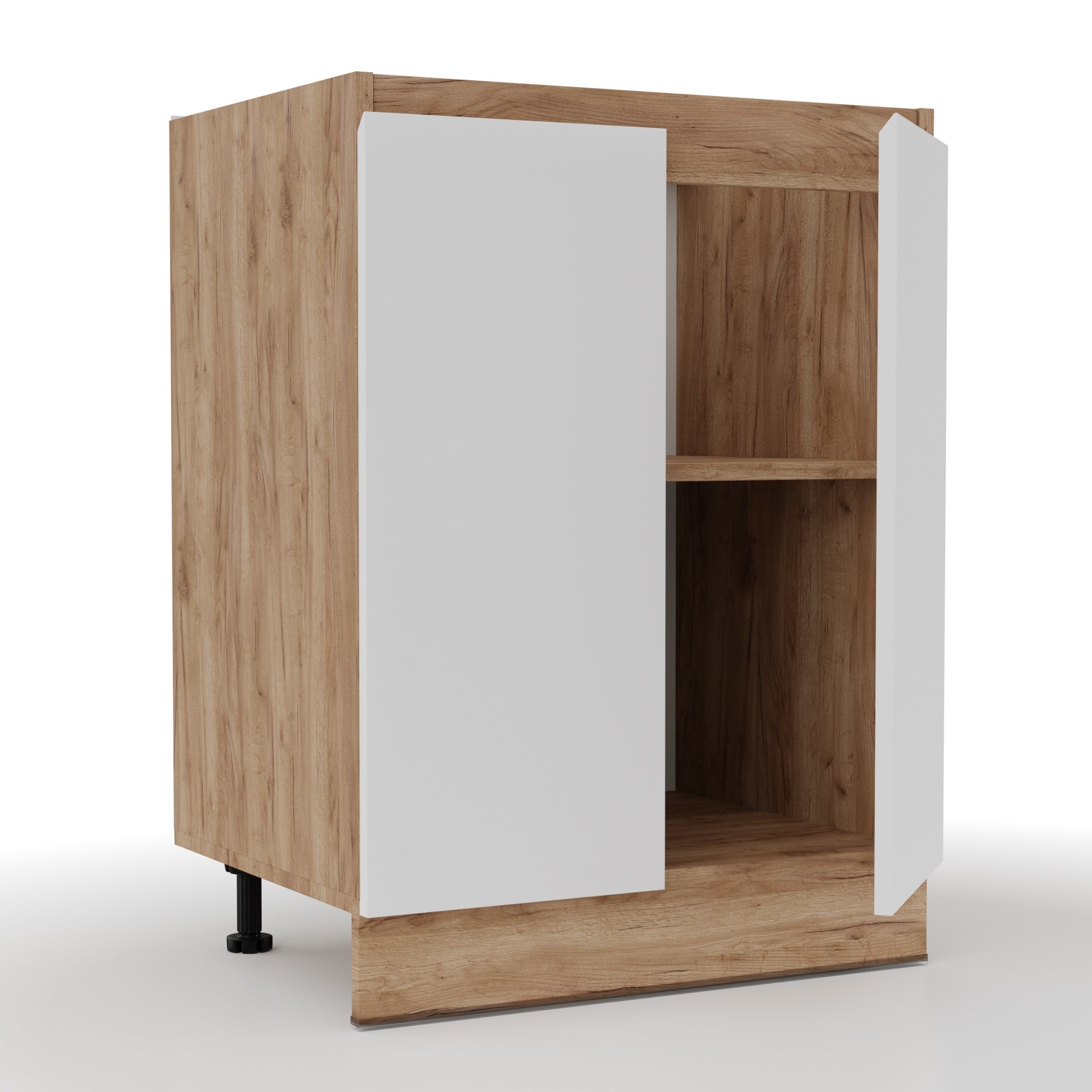 Επιδαπέδιο Ντουλάπι Κουζίνας Soft Λευκό με Βελανιδιά 60x46,5x81,5