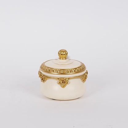 ΔΙΑΚΟΣΜΗΤΙΚΟ ΚΟΥΤΙ ΠΟΛΥΡΕΖΙΝ ΛΕΥΚΟ - ΧΡΥΣΟ 10.2x9.8x9.5