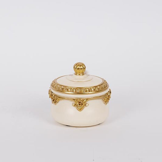 ΔΙΑΚΟΣΜΗΤΙΚΟ ΚΟΥΤΙ ΠΟΛΥΡΕΖΙΝ ΛΕΥΚΟ - ΧΡΥΣΟ 10.2x9.8x9.5