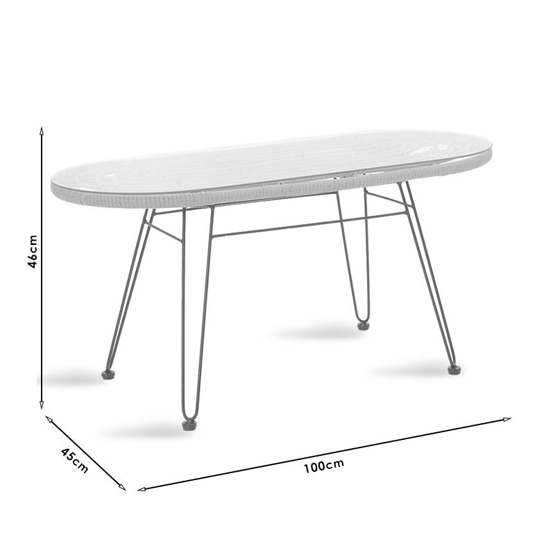 Τραπέζι Naoki Μέταλλο Μαύρο-PE Φυσικό-Γυαλί 100x45x46