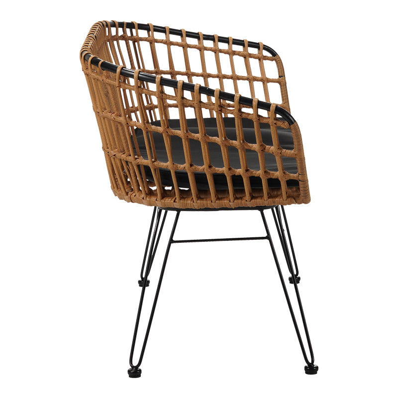 Καναπές 2θέσιος Naoki Μέταλλο Μαύρο-PE Φυσικό 120x55x79