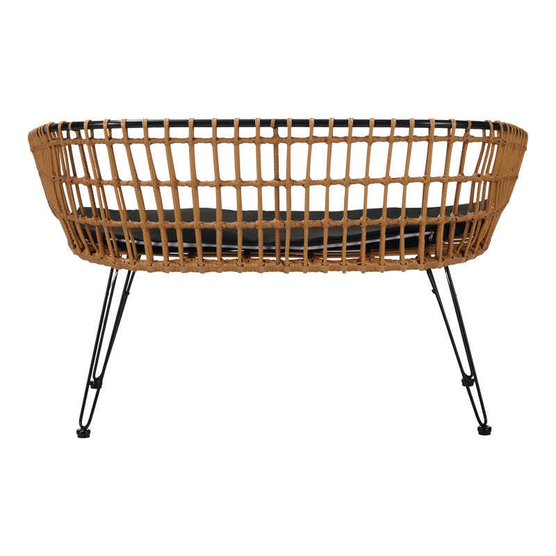 Καναπές 2θέσιος Naoki Μέταλλο Μαύρο-PE Φυσικό 120x55x79