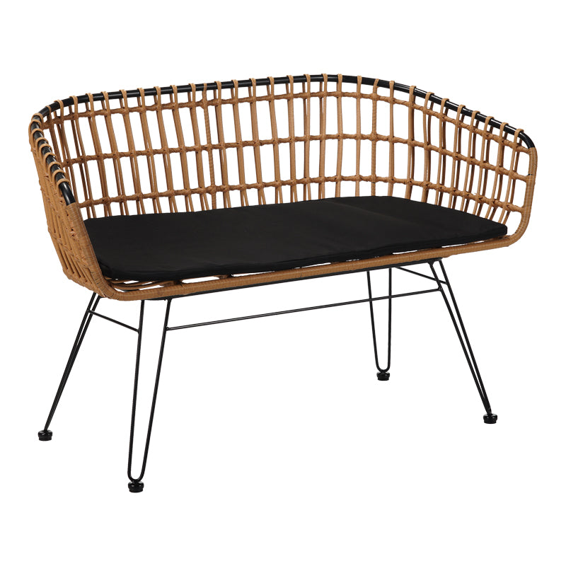 Καναπές 2θέσιος Naoki Μέταλλο Μαύρο-PE Φυσικό 120x55x79