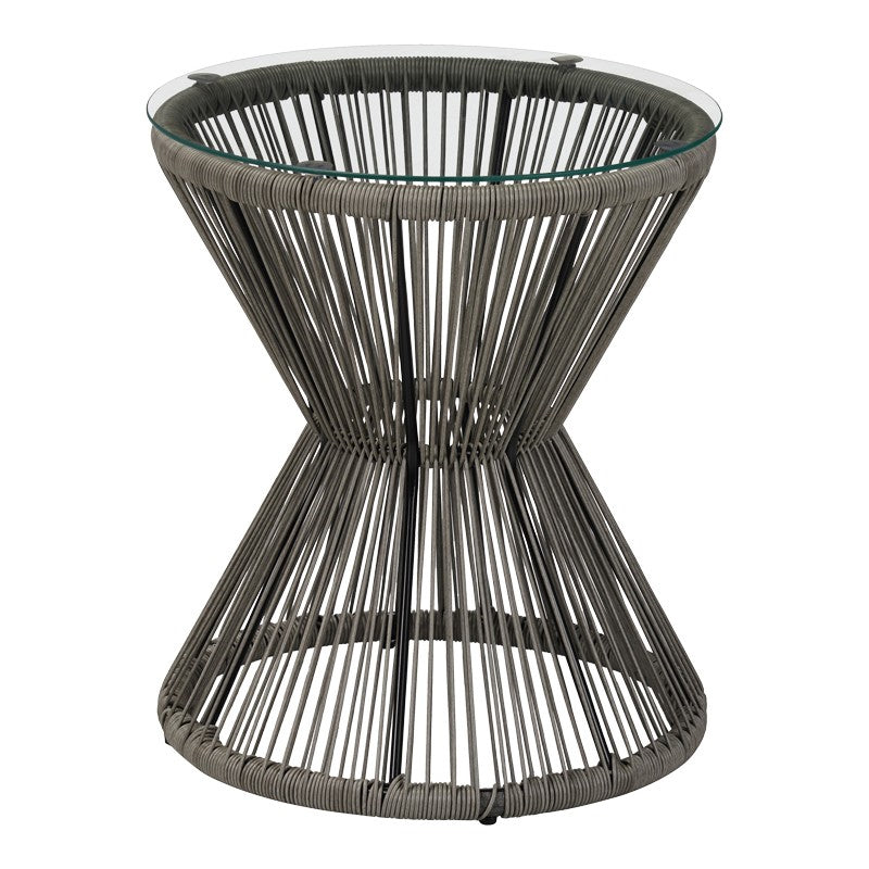 Τραπέζι Mabil Γυαλί - PE Rattan σε Γκρι Απόχρωση Φ50x55
