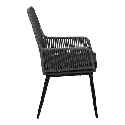 Πολυθρόνα Tanish PE Rattan σε Γκρι Απόχρωση με Μαύρα Μεταλλικά Πόδια 58x58.5x87