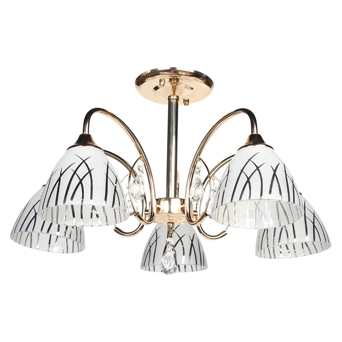 Φωτιστικό Οροφής 5 x Ε27 Φ58x35 εκ. Χρυσό με Γυαλιά