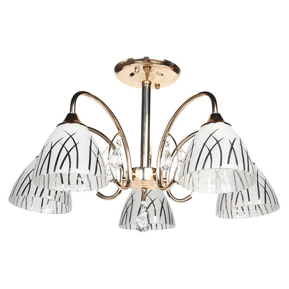 Φωτιστικό Οροφής 5 x Ε27 Φ58x35 εκ. Χρυσό με Γυαλιά