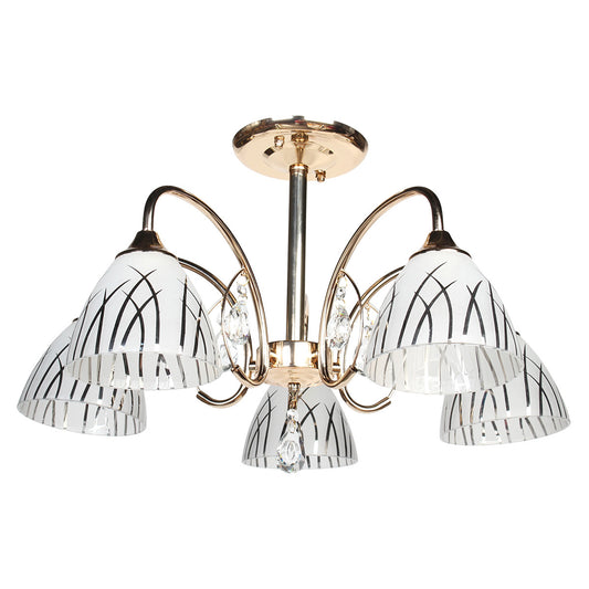 Φωτιστικό Οροφής 5 x Ε27 Φ58x35 εκ. Χρυσό με Γυαλιά